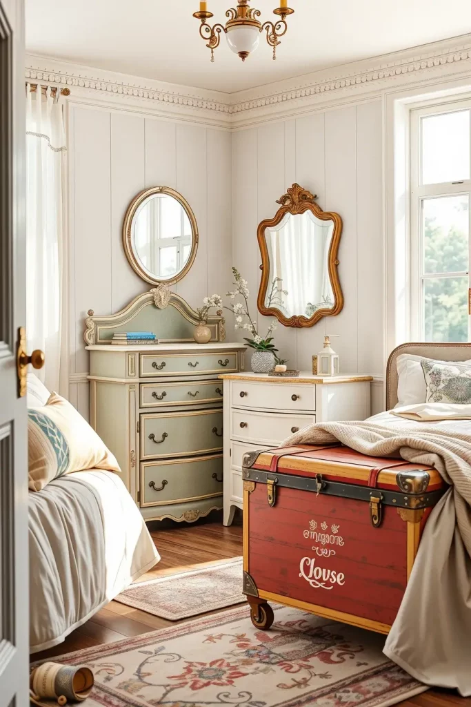 65 Vintage Bedroom with Hand-Painted Furniture Ideas for Timeless Charm