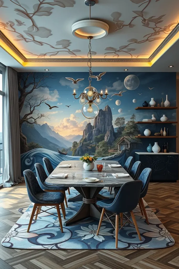 62 Dining Room Accent Wall in a Surreal-Style