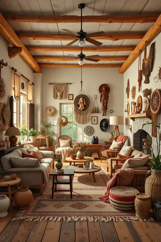 62 Rustic Farmhouse Maximalist Living Room Decor Ideas