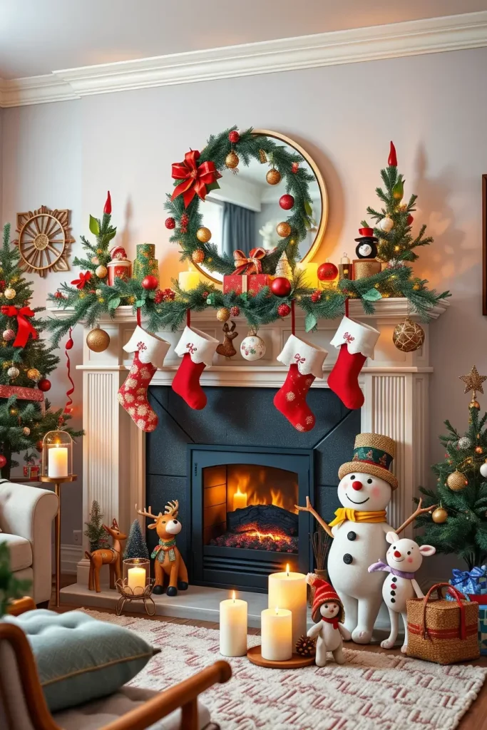 64 Christmas Mantle Decor Ideas 2025 to Style Your Fireplace Beautifully
