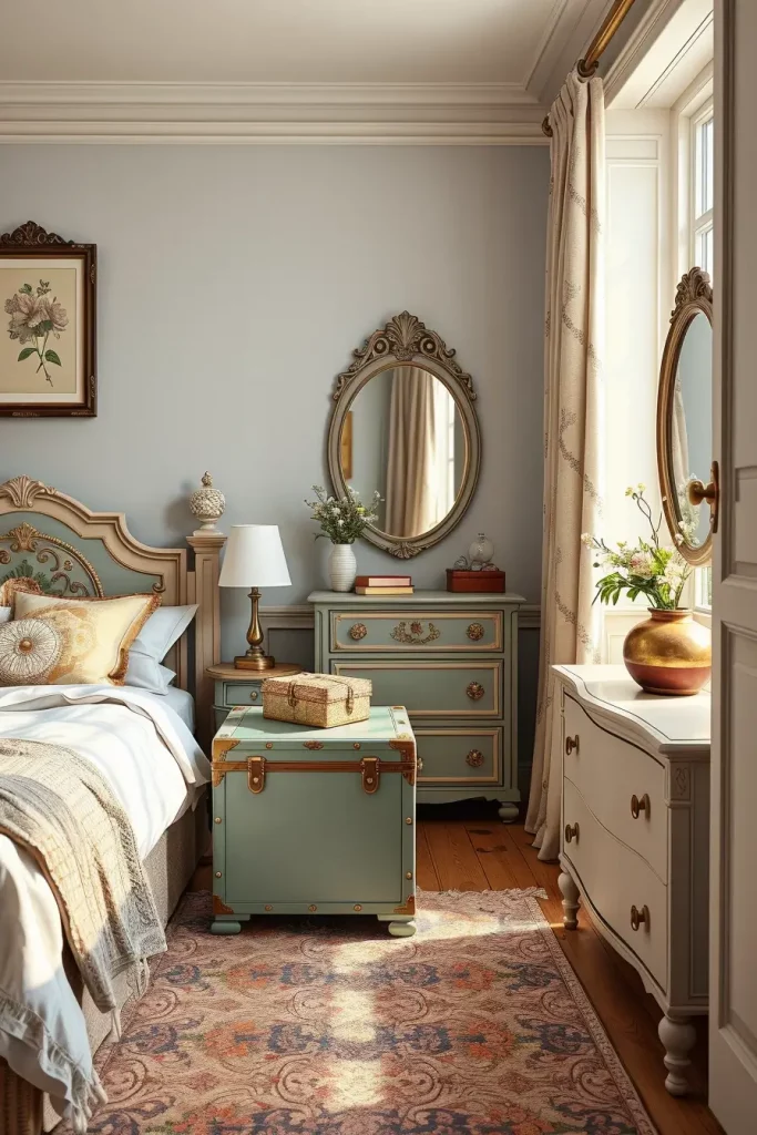 65 Vintage Bedroom with Hand-Painted Furniture Ideas for Timeless Charm