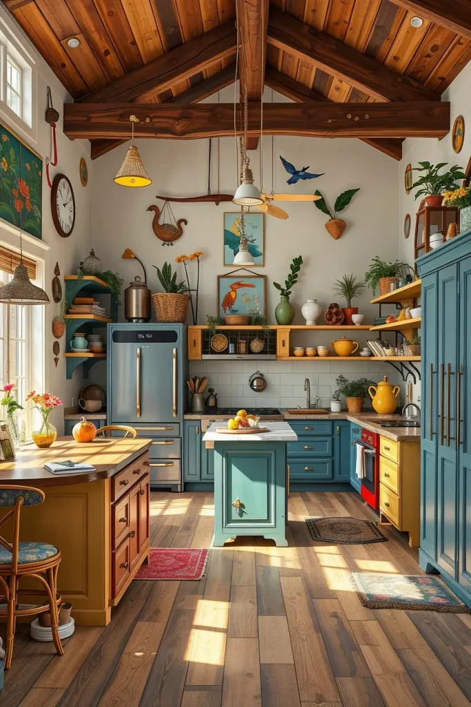 64 Color-Drenched Eclectic Kitchen With Whimsical Flair Ideas