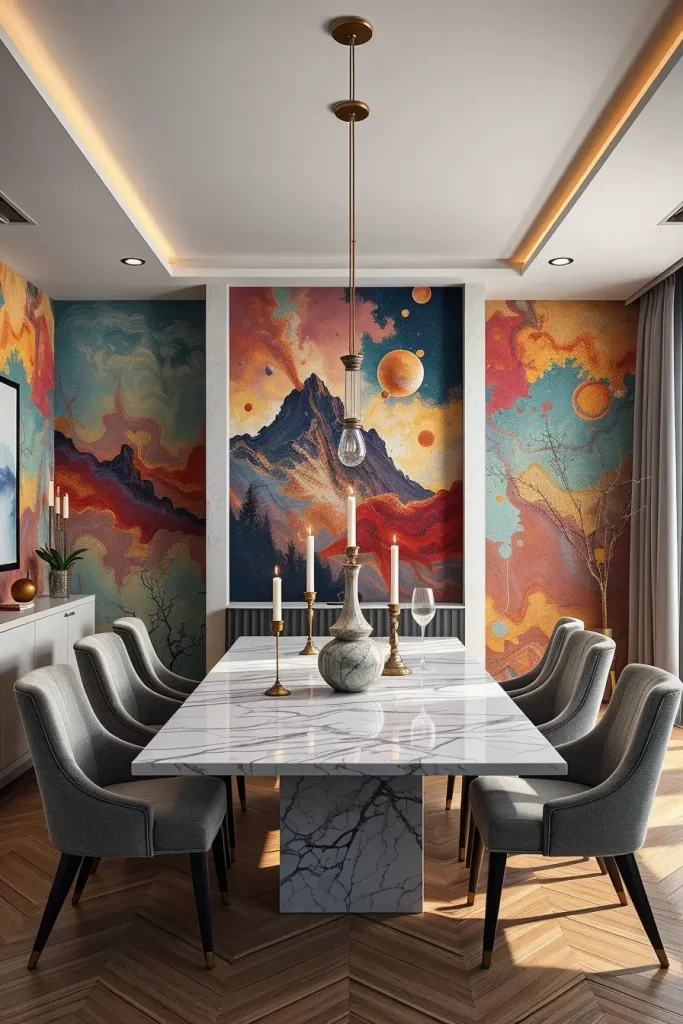 62 Dining Room Accent Wall in a Surreal-Style