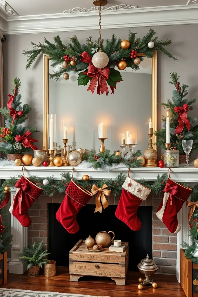 64 Christmas Mantle Decor Ideas 2025 to Style Your Fireplace Beautifully