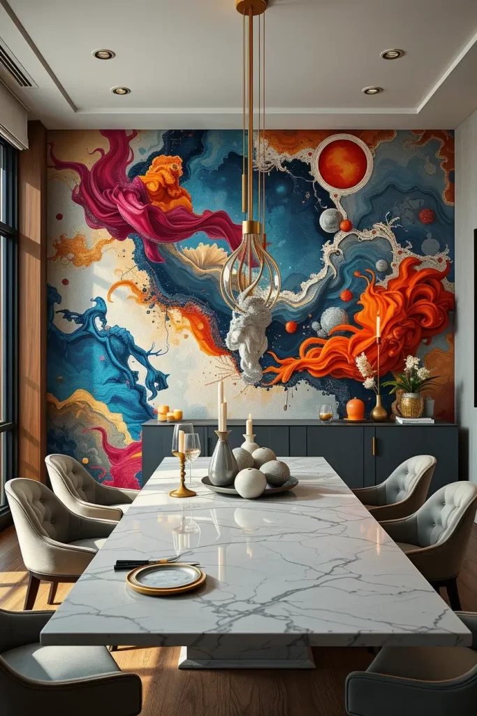 62 Dining Room Accent Wall in a Surreal-Style