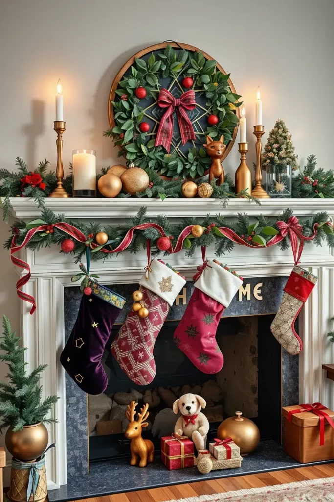 64 Christmas Mantle Decor Ideas 2025 to Style Your Fireplace Beautifully
