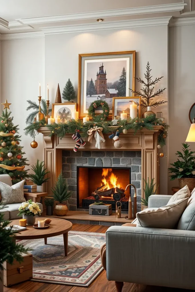 64 Christmas Mantle Decor Ideas 2025 to Style Your Fireplace Beautifully