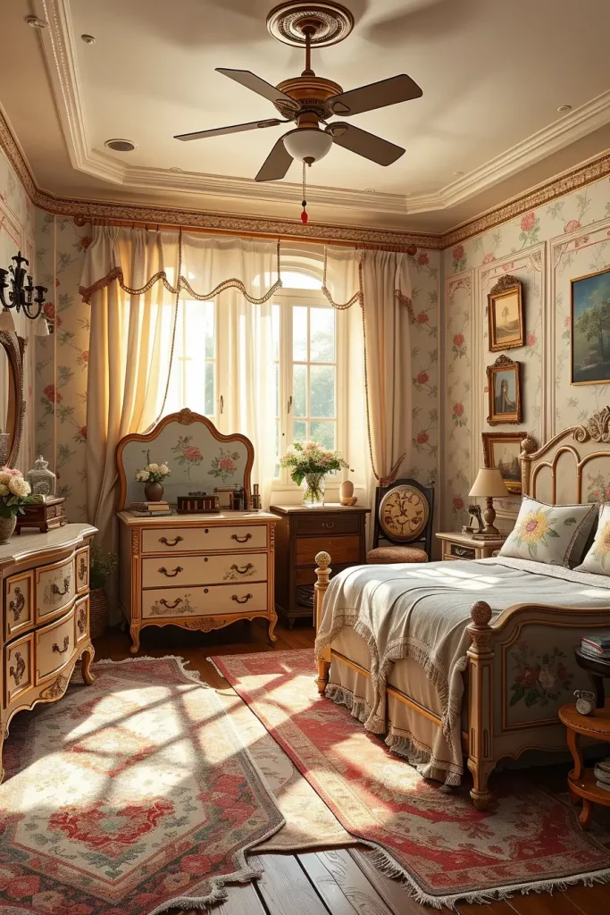 65 Vintage Bedroom with Hand-Painted Furniture Ideas for Timeless Charm