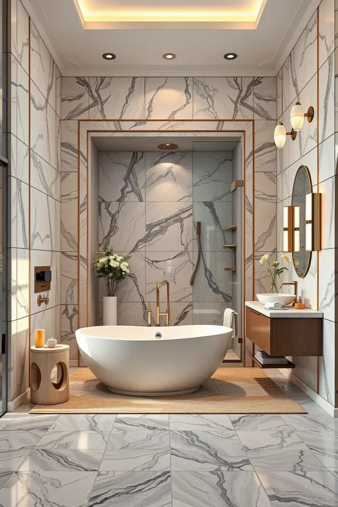 64 Luxury Bathroom Tile Idea for Elegant and Timeless Designs
