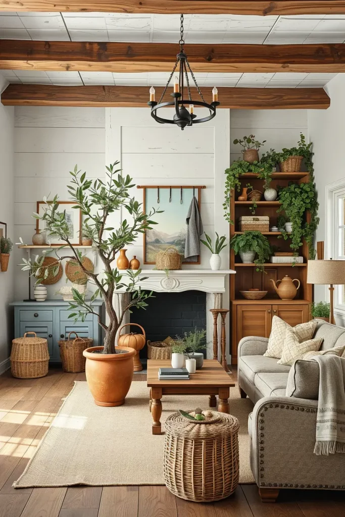 63 Creative Farmhouse Living Room With Antique Textures