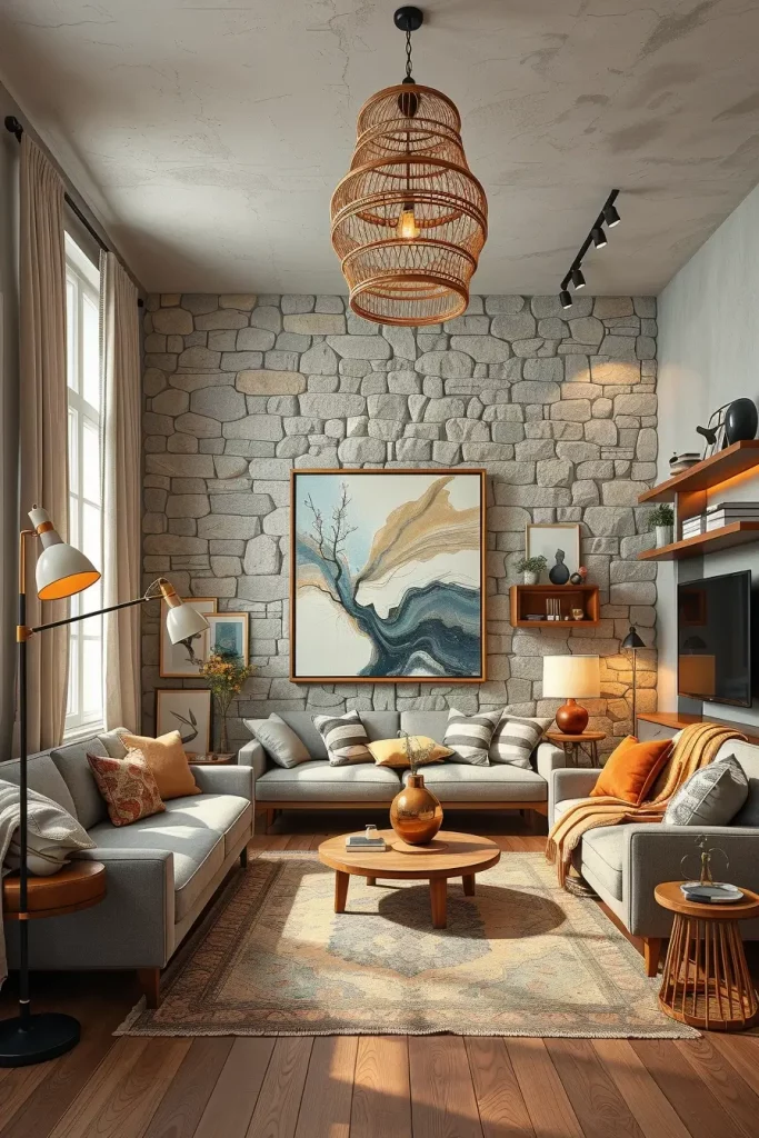 63 Eclectic Living Room Design with Natural Textures