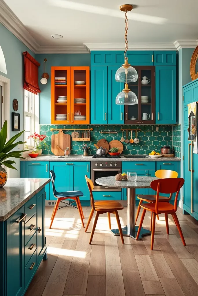 64 Color-Drenched Eclectic Kitchen With Whimsical Flair Ideas