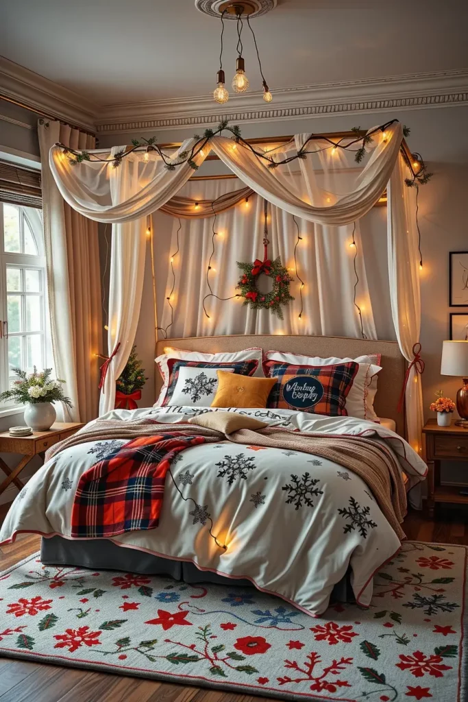 60 Christmas Lights in the Bedroom 2025: Magical and Cozy Holiday Ideas