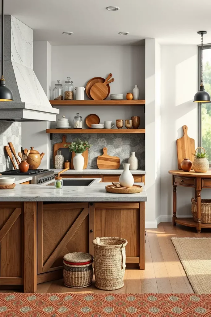 62 Eclectic Kitchen Design with Natural Textures