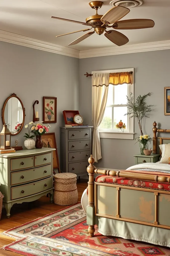 65 Vintage Bedroom with Hand-Painted Furniture Ideas for Timeless Charm