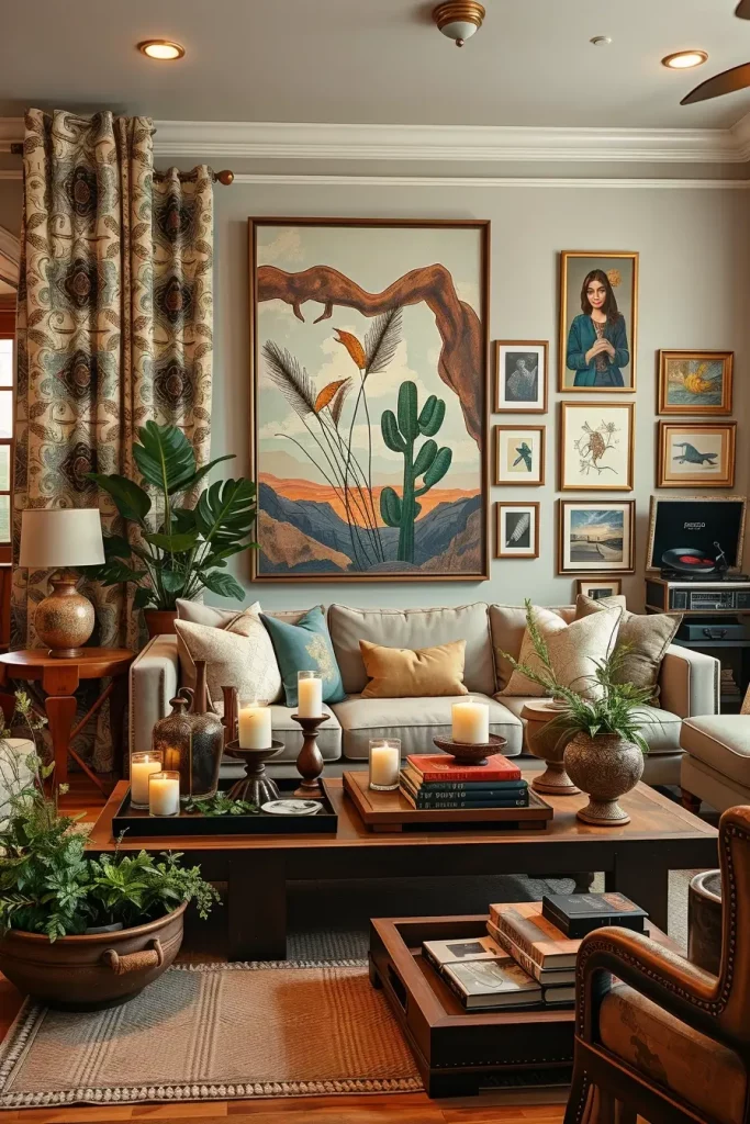 62 Rustic Farmhouse Maximalist Living Room Decor Ideas