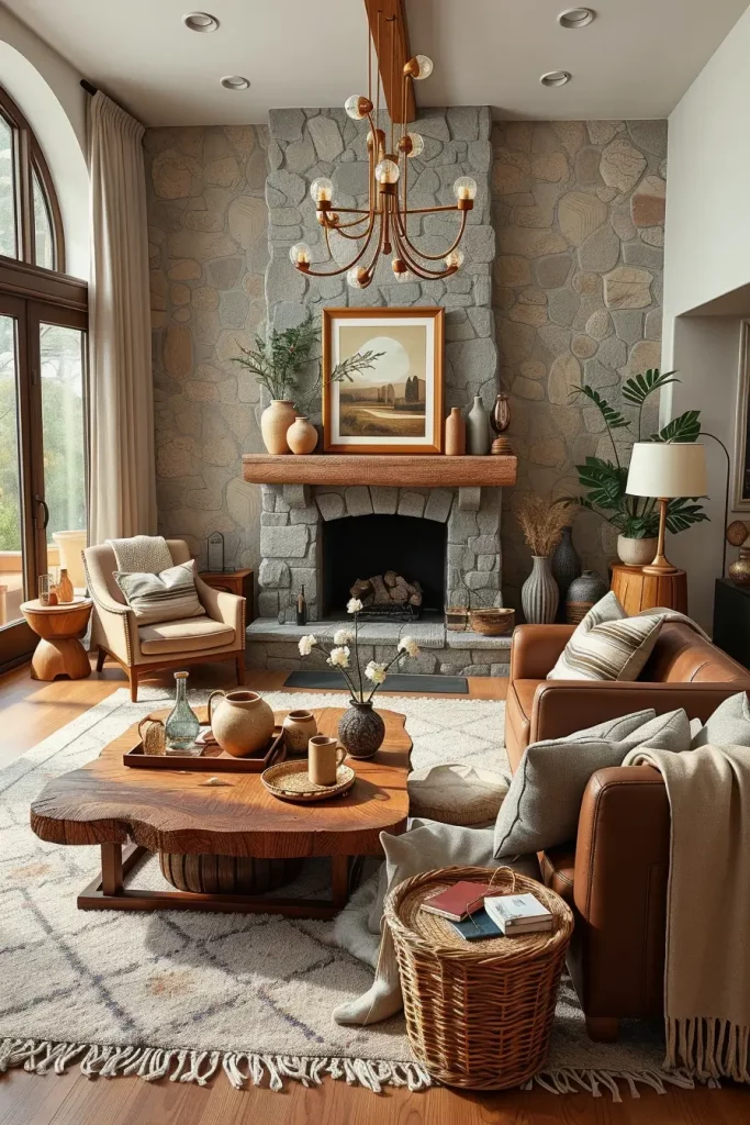63 Eclectic Living Room Design with Natural Textures