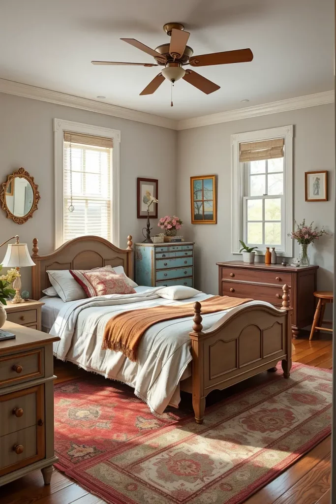 65 Vintage Bedroom with Hand-Painted Furniture Ideas for Timeless Charm