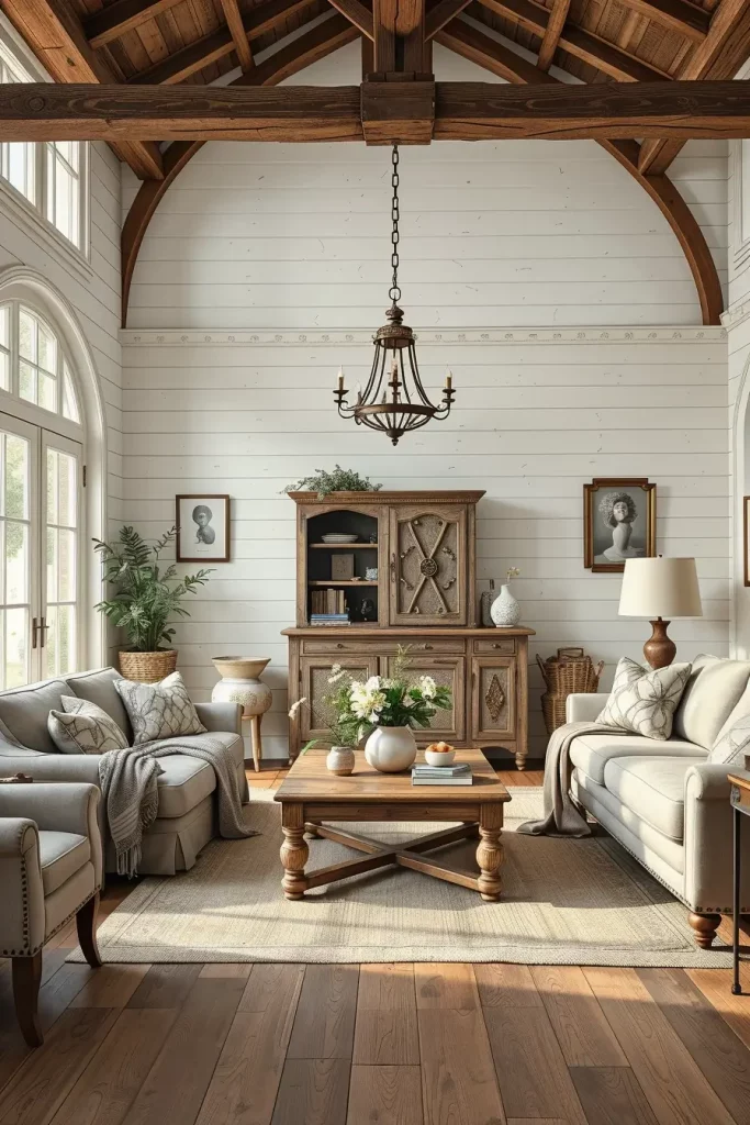 63 Creative Farmhouse Living Room With Antique Textures