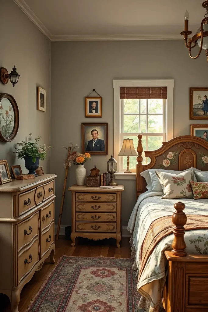 65 Vintage Bedroom with Hand-Painted Furniture Ideas for Timeless Charm