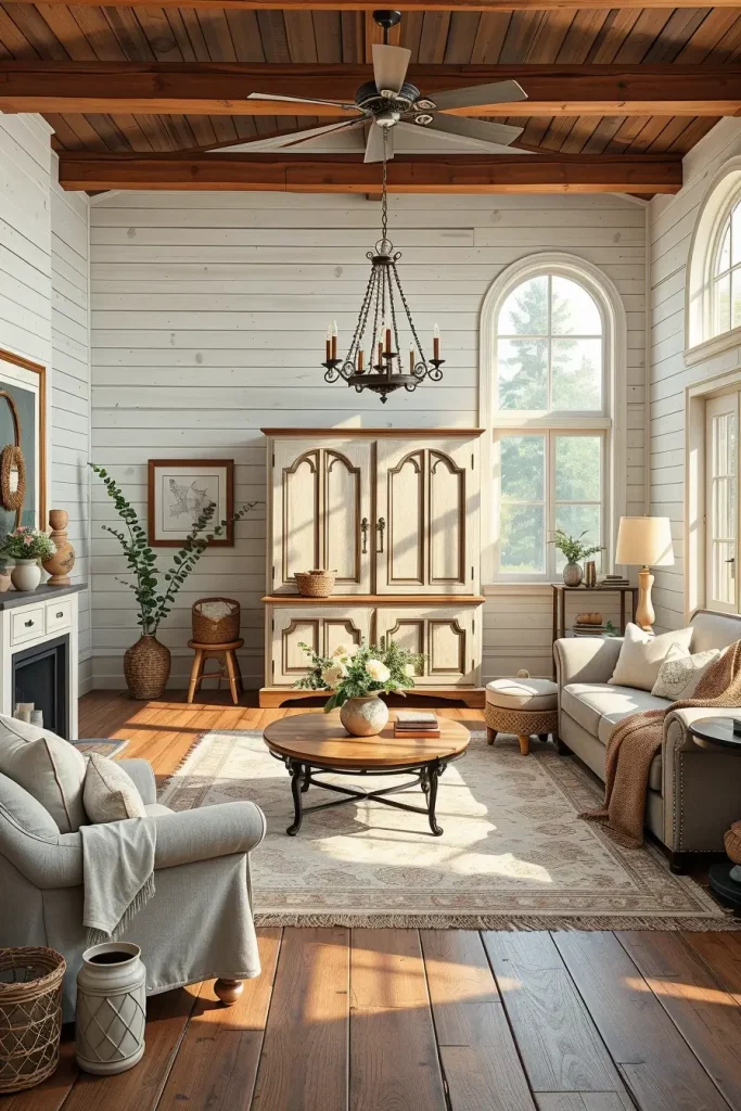 63 Creative Farmhouse Living Room With Antique Textures