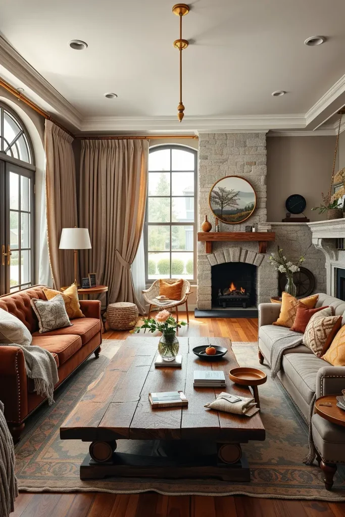 62 Rustic Farmhouse Maximalist Living Room Decor Ideas