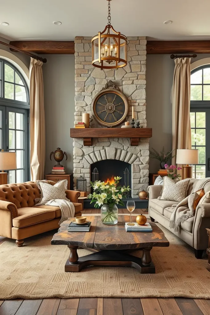 62 Rustic Farmhouse Maximalist Living Room Decor Ideas