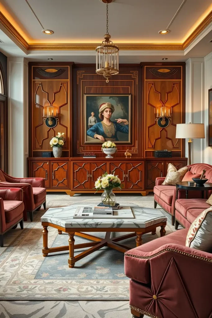 64 Stunning Art Deco Revival Living Room Décor Ideas for Glamorous Interiors