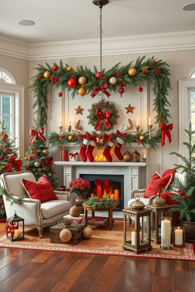 64 Christmas Mantle Decor Ideas 2025 to Style Your Fireplace Beautifully