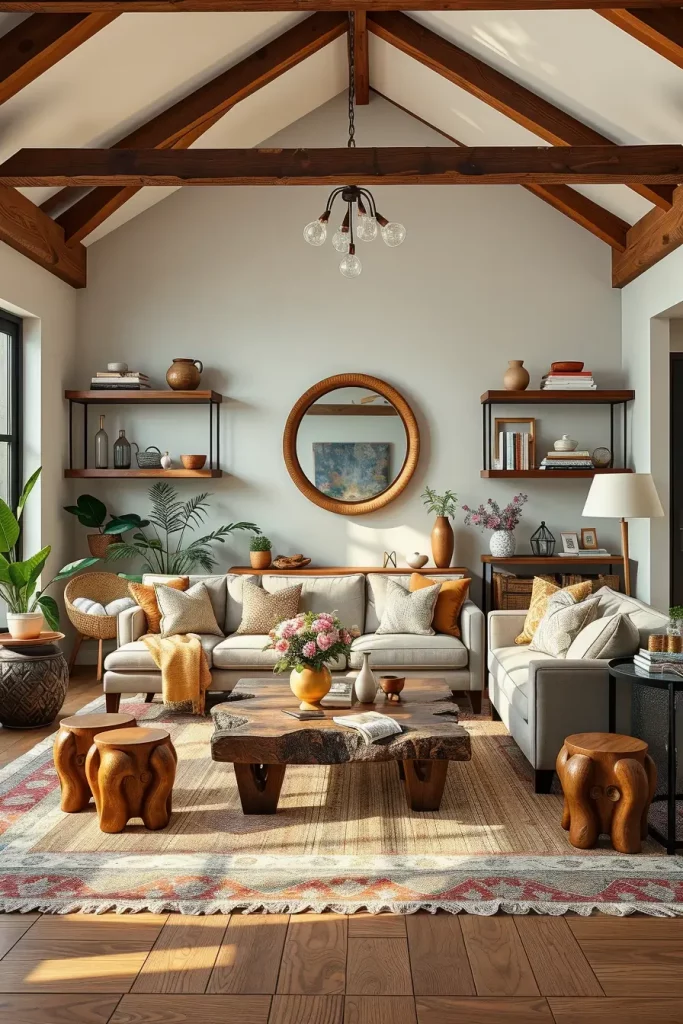63 Eclectic Living Room Design with Natural Textures