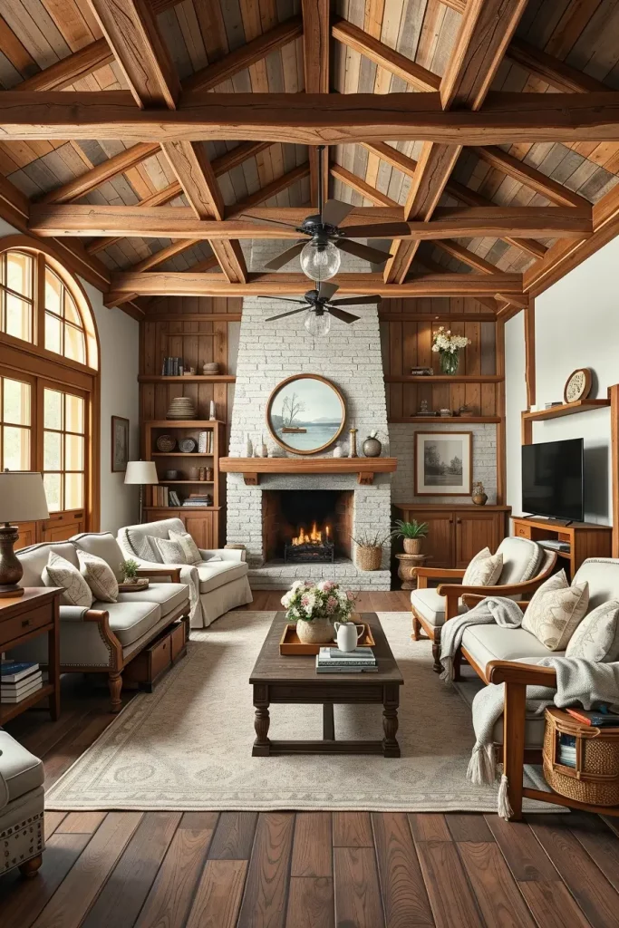 63 Creative Farmhouse Living Room With Antique Textures