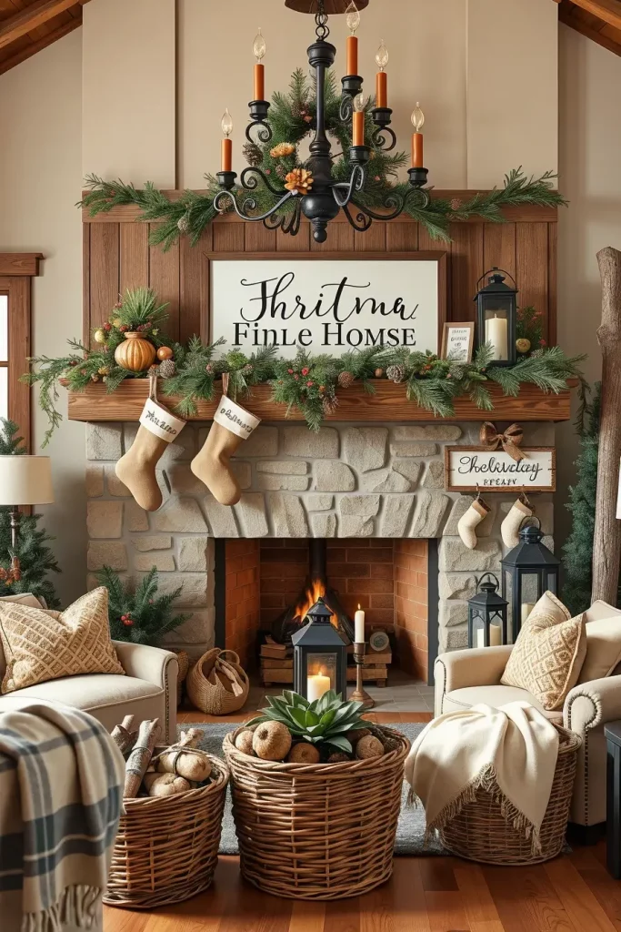 64 Christmas Mantle Decor Ideas 2025 to Style Your Fireplace Beautifully