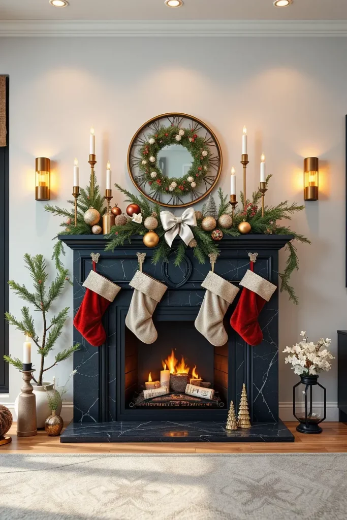 64 Mantle Xmas Decorations Ideas 2025: Stylish, Modern & Unique Fireplace Inspiration