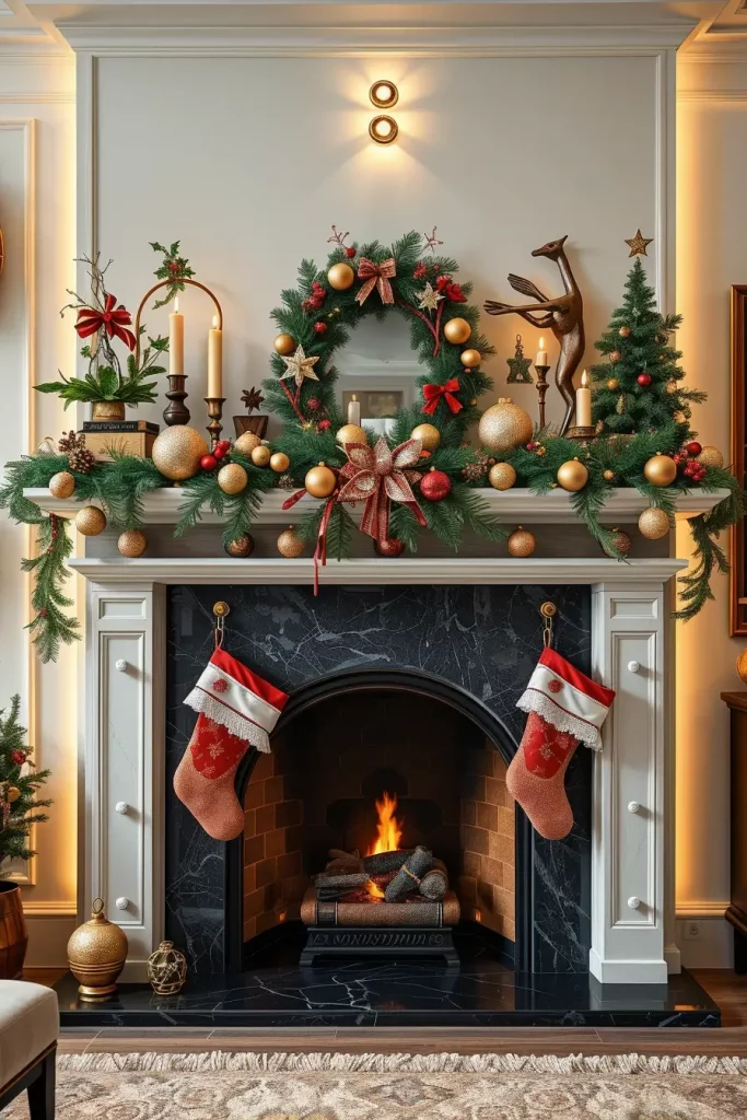64 Mantle Xmas Decorations Ideas 2025: Stylish, Modern & Unique Fireplace Inspiration