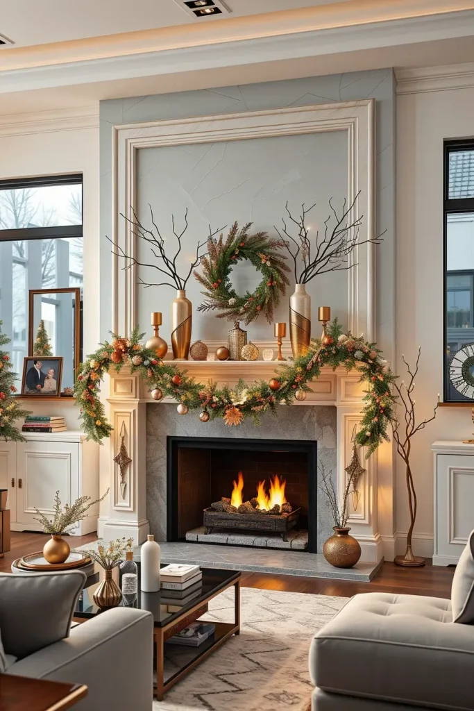 64 Mantle Xmas Decorations Ideas 2025: Stylish, Modern & Unique Fireplace Inspiration