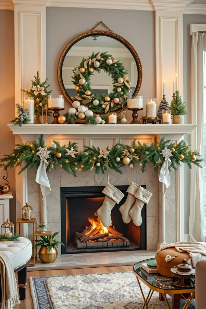 64 Mantle Xmas Decorations Ideas 2025: Stylish, Modern & Unique Fireplace Inspiration