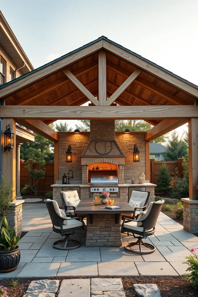 61 Outdoor BBQ Area With Roof 2026: Stylish And Modern Covered BBQ Ideas