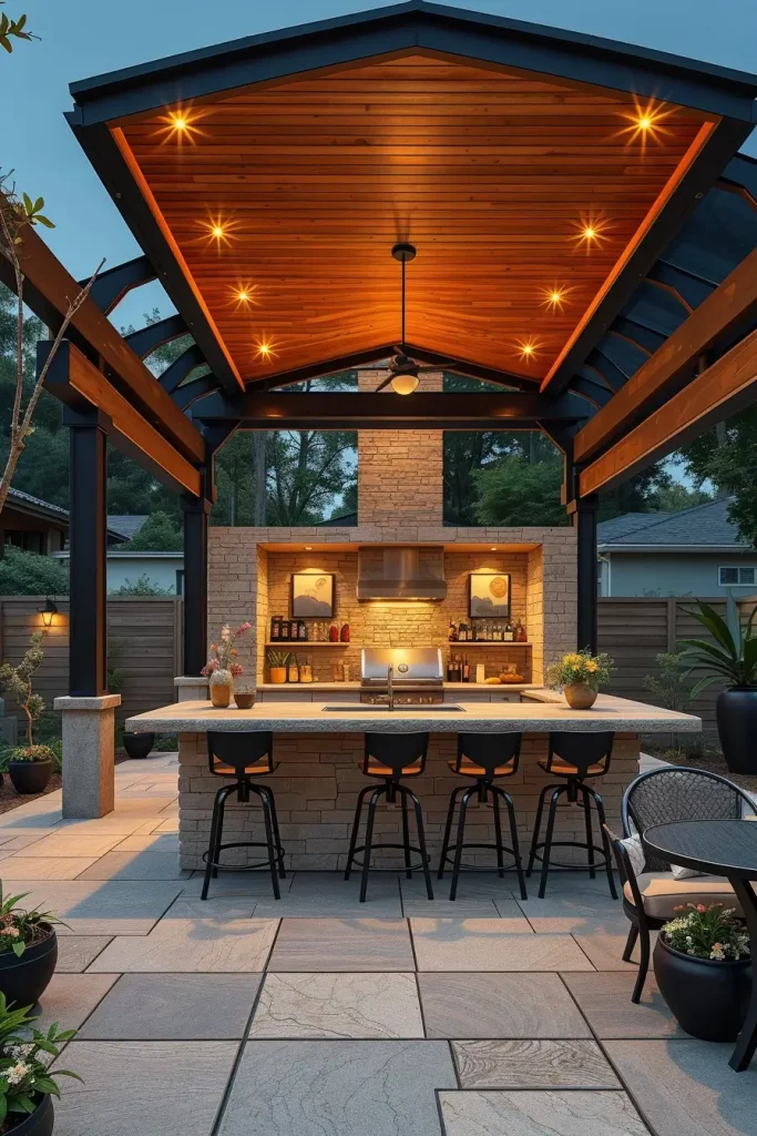 61 Outdoor BBQ Area With Roof 2026: Stylish And Modern Covered BBQ Ideas