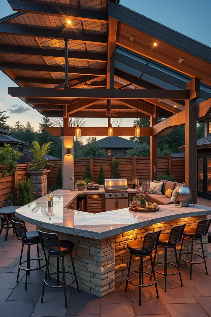 61 Outdoor BBQ Area With Roof 2026: Stylish And Modern Covered BBQ Ideas