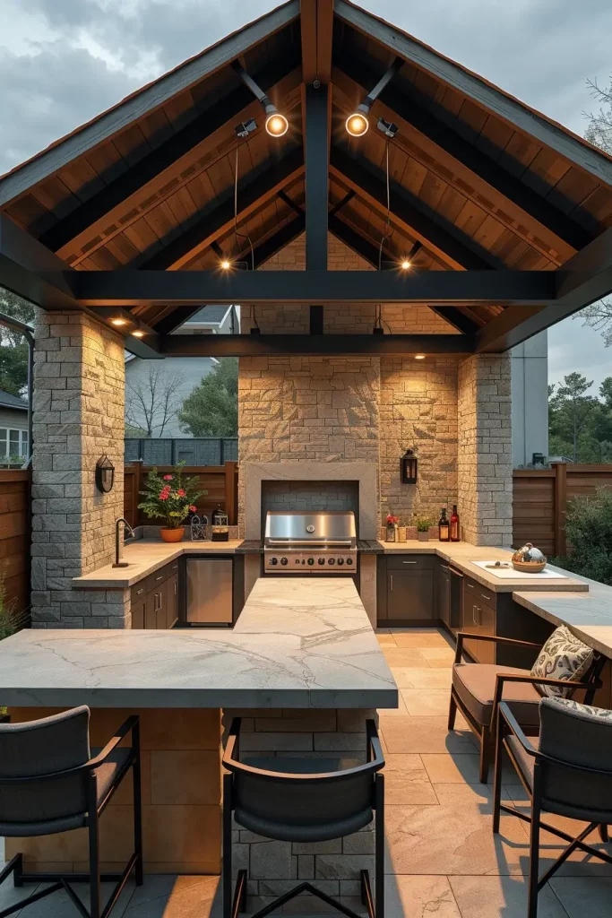 61 Outdoor BBQ Area With Roof 2026: Stylish And Modern Covered BBQ Ideas