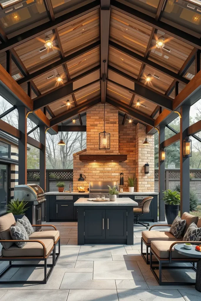 61 Outdoor BBQ Area With Roof 2026: Stylish And Modern Covered BBQ Ideas
