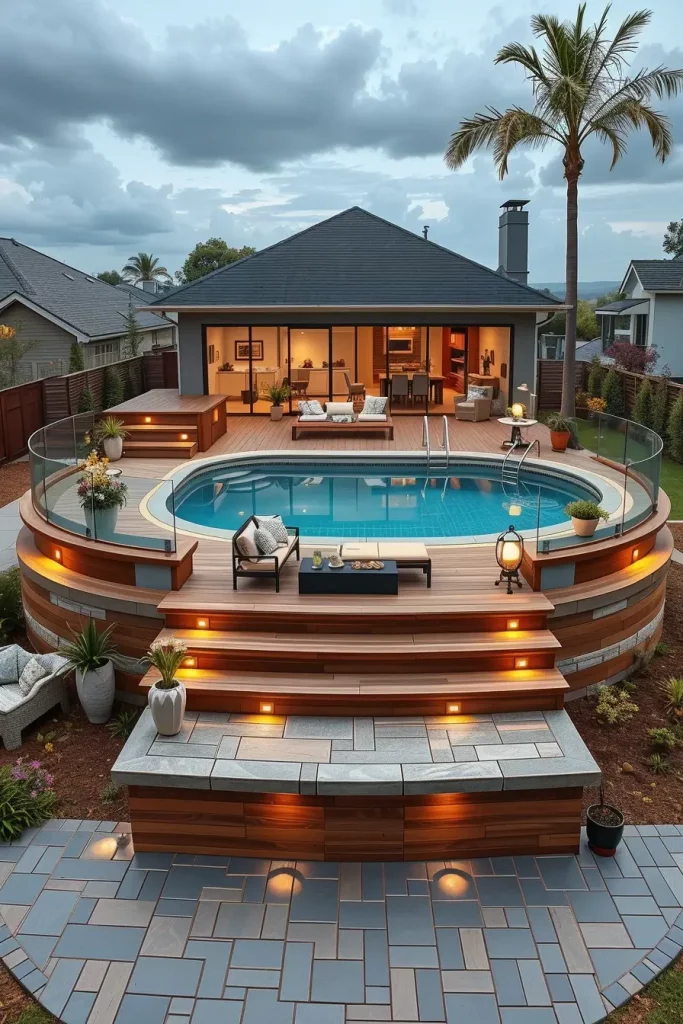Outdoor Pool Area Above Ground 2026: Creative, Modern And Designer Backyard Ideas