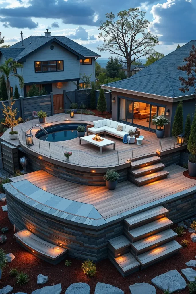 Outdoor Pool Area Above Ground 2026: Creative, Modern And Designer Backyard Ideas