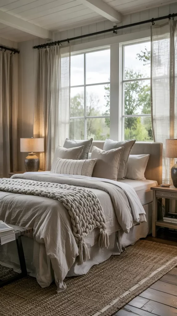 60 Cozy Farmhouse Barndominium Bedroom Decor Ideas For A Warm Rustic Retreat