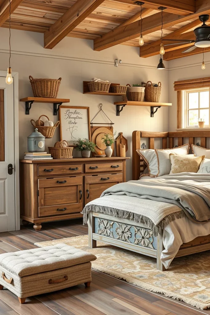 60 Cozy Farmhouse Barndominium Bedroom Decor Ideas For A Warm Rustic Retreat