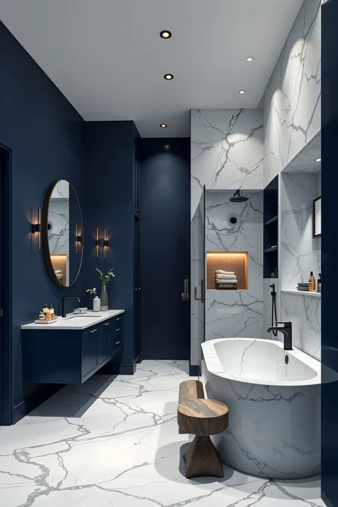 57 Navy Blue Bathroom Decor Ideas For A Stylish And Luxurious Space
