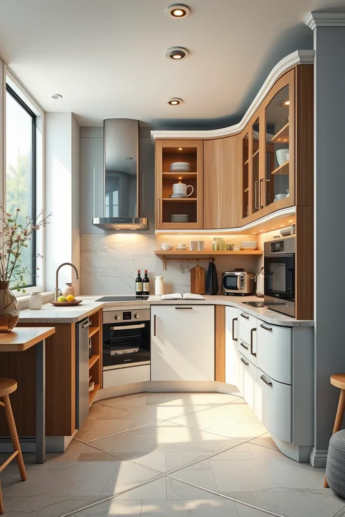 57 Curved Furniture Small Kitchen Design Ideas For A Stylish And Space-Saving Home