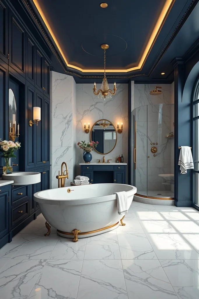 57 Navy Blue Bathroom Decor Ideas For A Stylish And Luxurious Space
