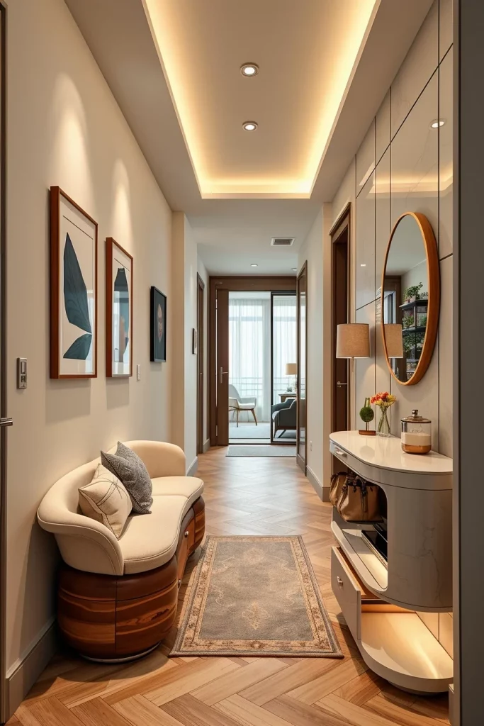 53 Curved Furniture Small Hallway Design Ideas For A Stylish And Space-Saving Entryway