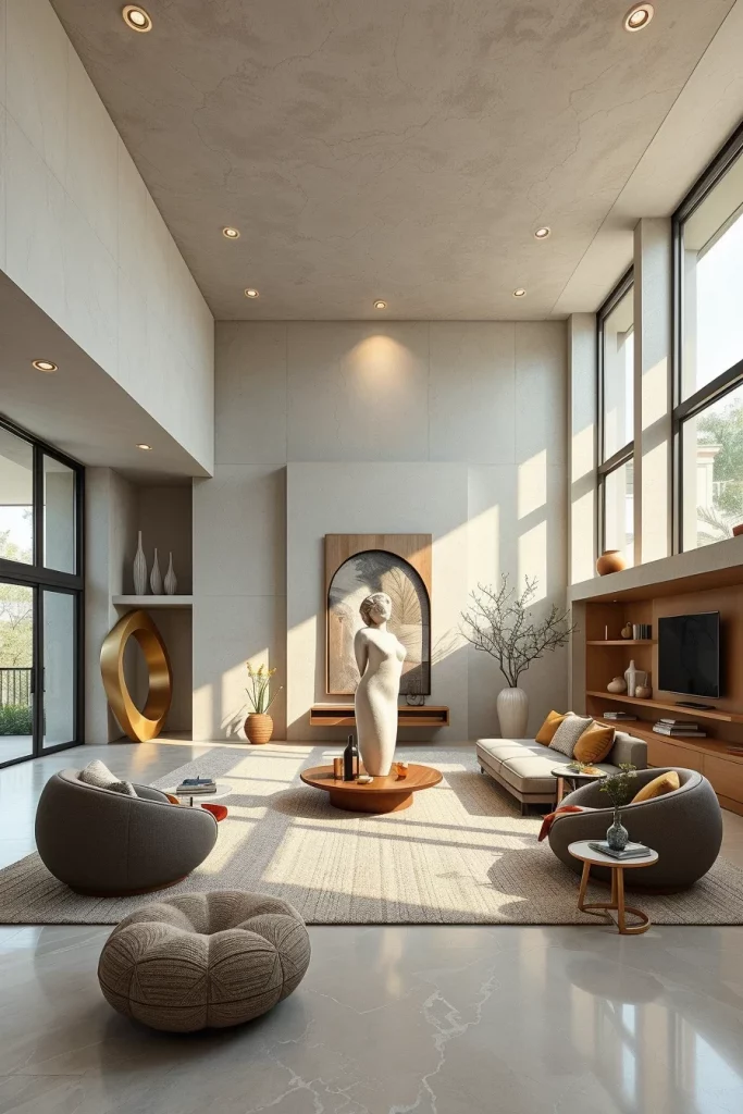 60 Sculptural And Artistic Modern Living Room Ideas For A Gallery-Inspired Home